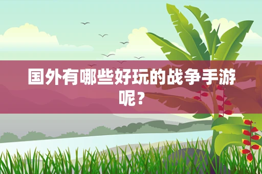 国外有哪些好玩的战争手游呢？